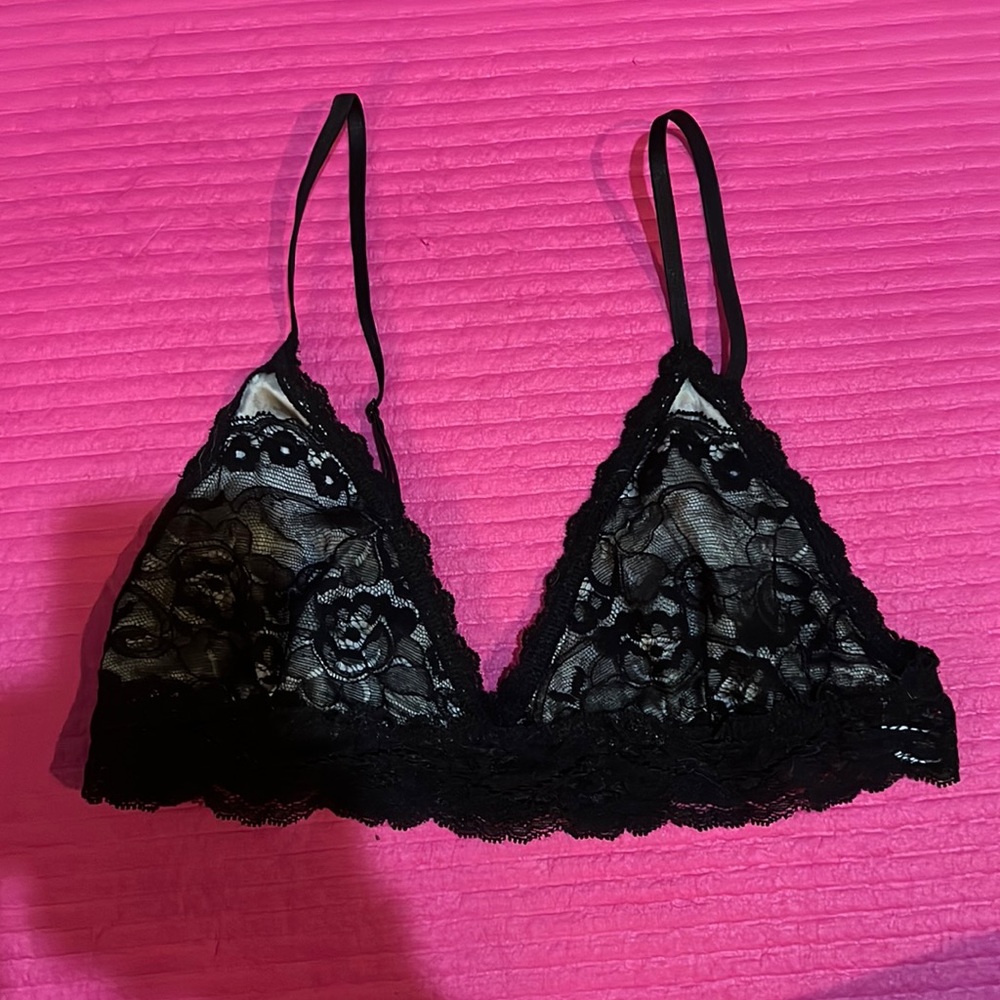 Hanky Panky bra small blue silk with lace